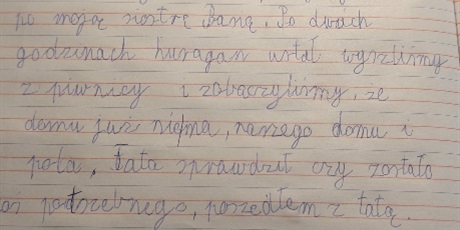 Powiększ grafikę: "Wyturlana baśń"- zapis wymyślonej baśni w zeszycie ucznia.