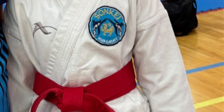 Powiększ grafikę: Zawodniczka w stroju do karate.