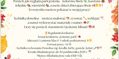 Jesienny park - konkurs plastyczny dla kl.0-3